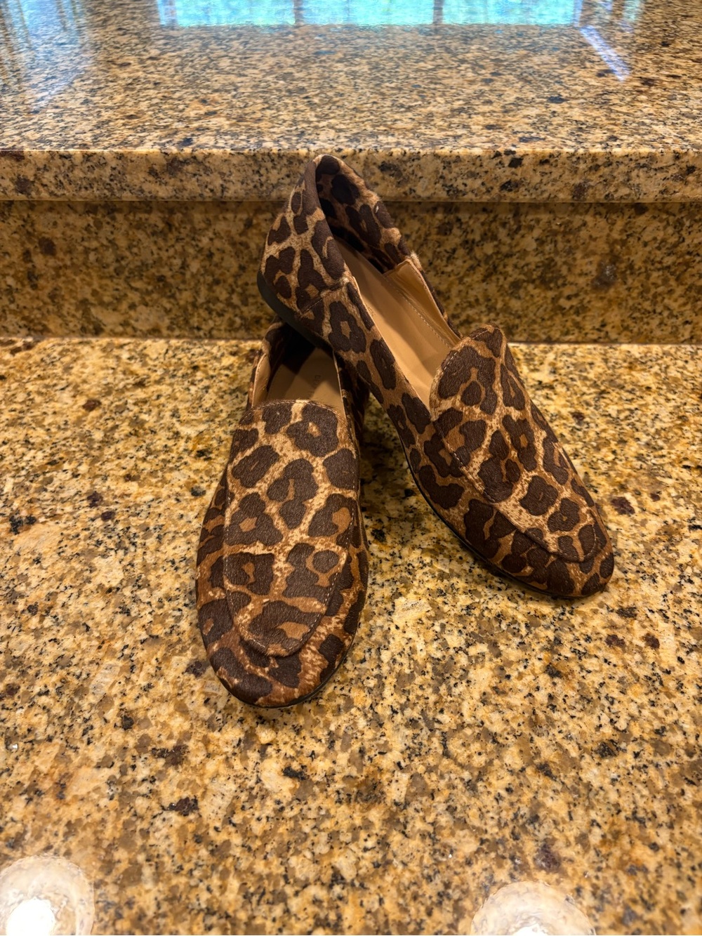 Dear Frances Gia Leopard Calf Hair Loafers 36 US 6 Gold Tan Flats Slip On Italy